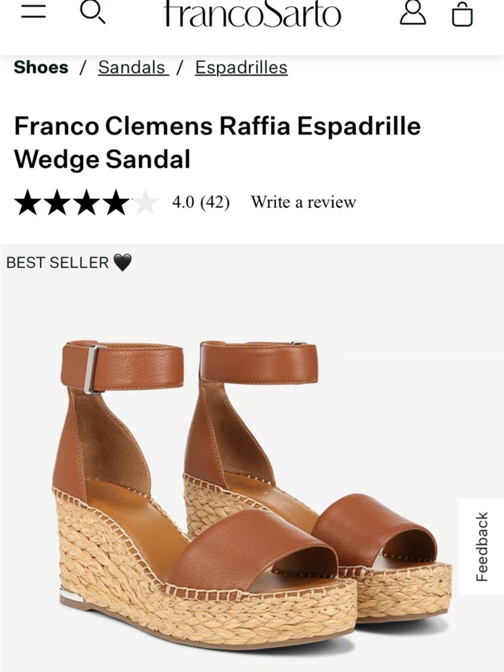 Franco Sarto Clemens Raffia Espadrille Wedge Sandal - Brown